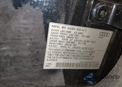 2017 Audi Q7 3.0T Premium z USA, uszkodzony, nr VIN WA1VAAF71HD054807
